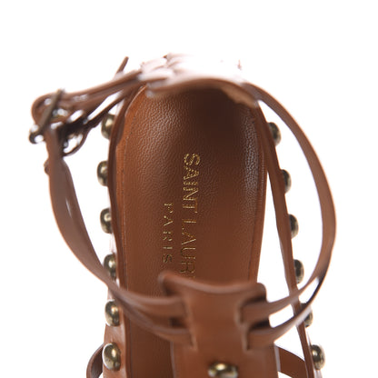 Saint Laurent Calfskin Studded Gladiator Sandals 37 Caramel 7 of 8
