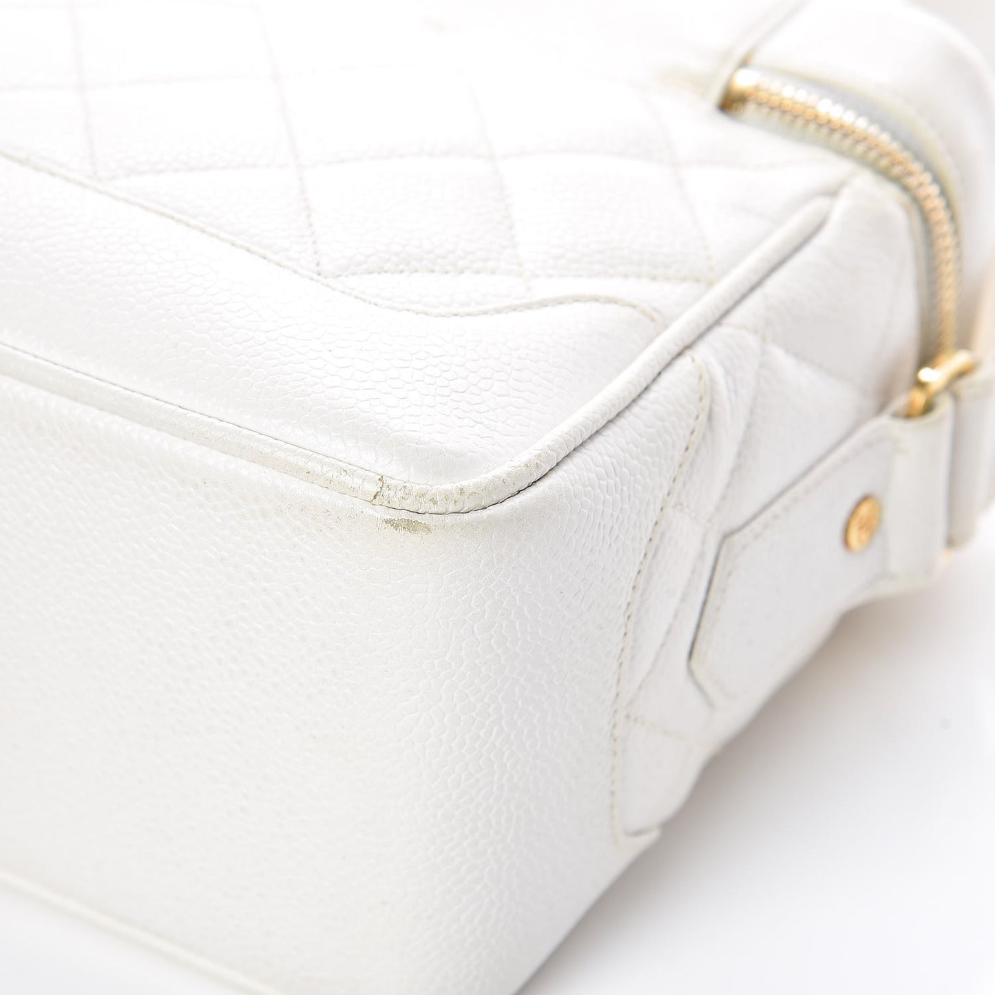 Caviar Quilted Camera Case White