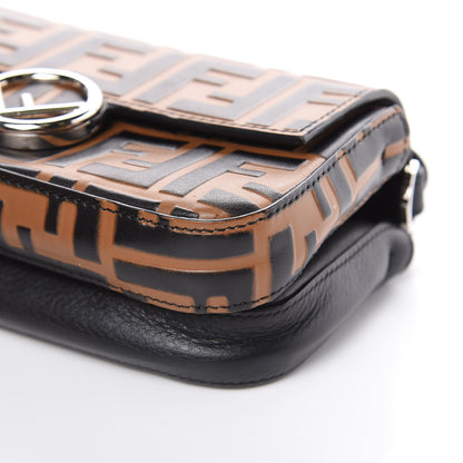 Fendi Vitello Dolce F is Fendi FF Embossed Micro Double Baguette Tobacco Black 12 of 12