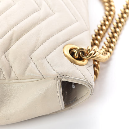 Gucci Calfskin Matelasse Medium GG Marmont Shoulder Bag White 17 of 19