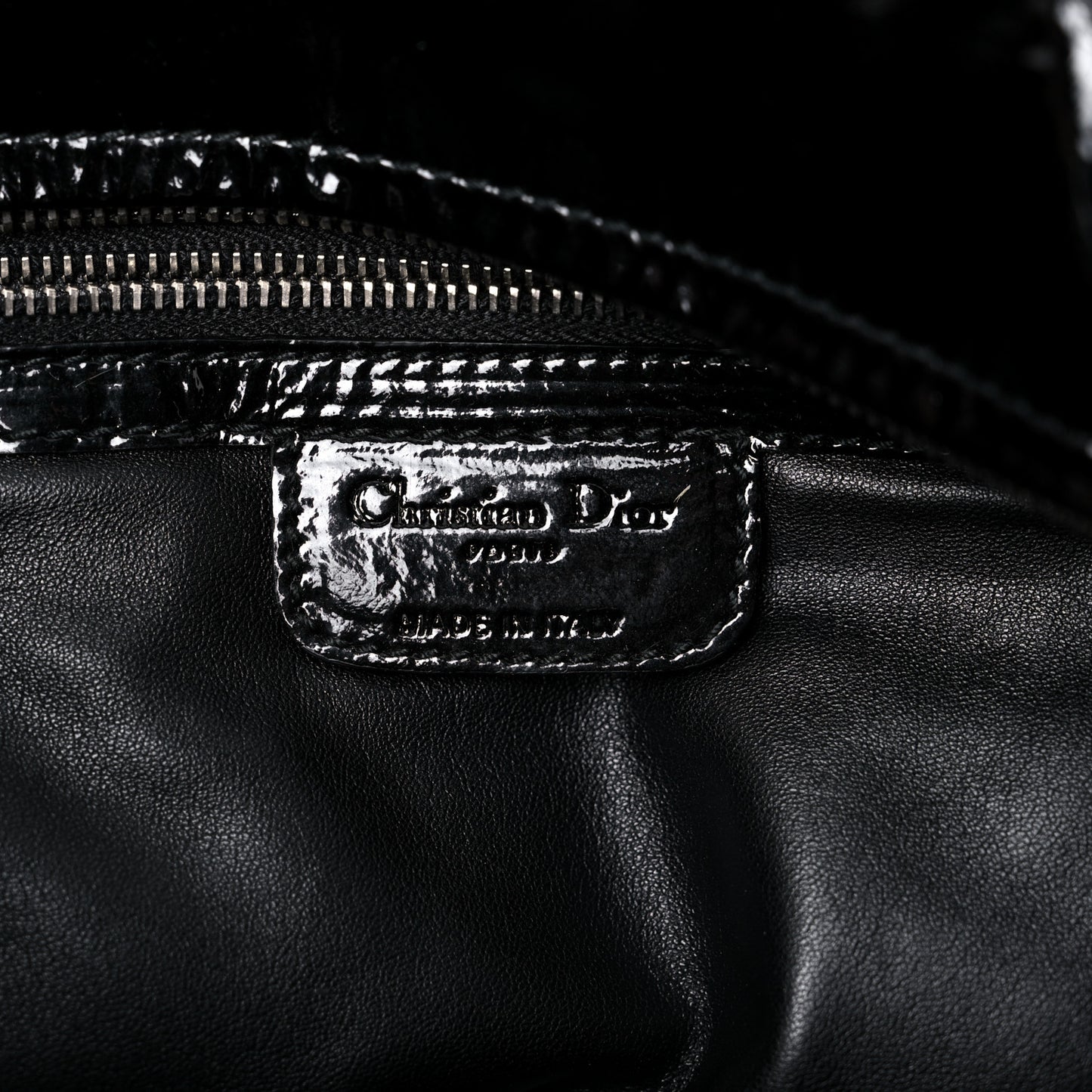 Patent Cannage Small Dior Soft Shopping Tote Black