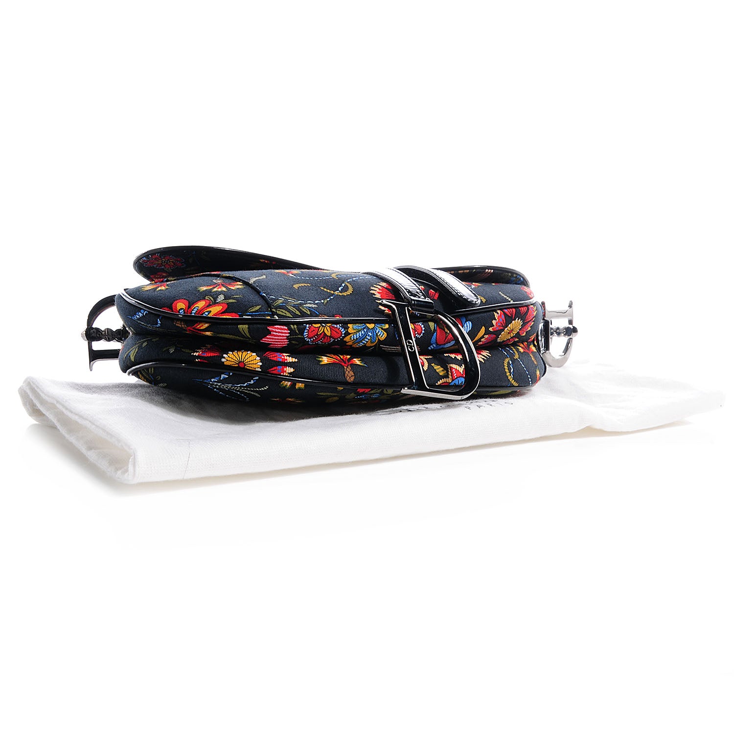 Christian Dior Canvas Floral Saddle Black 4 of 7