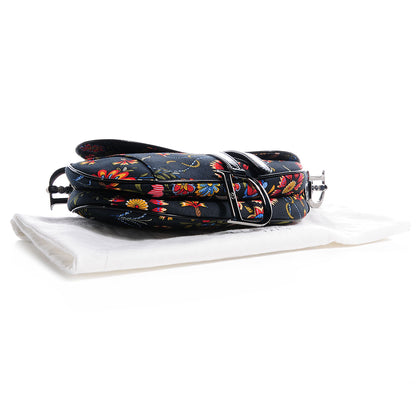 Christian Dior Canvas Floral Saddle Black 4 of 7