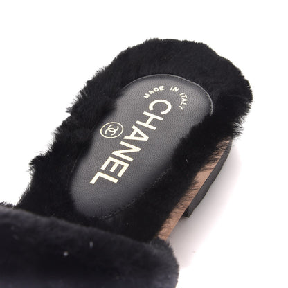 Chanel Rabbit Lambskin Fur Mules 40 Black 7 of 9