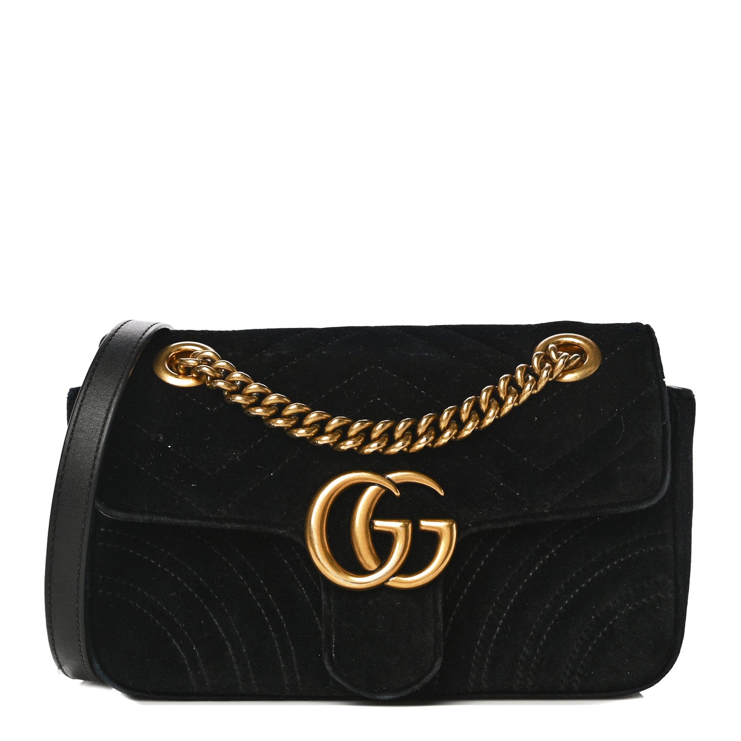 Velvet Matelasse Mini GG Marmont Shoulder Bag Black