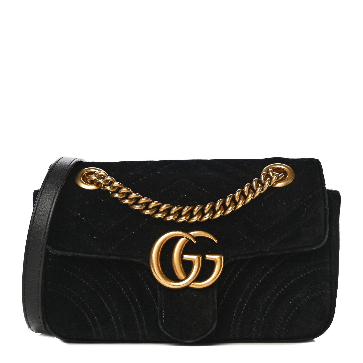 Gucci Velvet Matelasse Mini GG Marmont Shoulder Bag Black 1 of 23