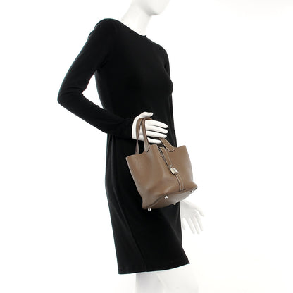 Hermes Taurillon Clemence Picotin Lock 18 PM Etoupe 2 of 8