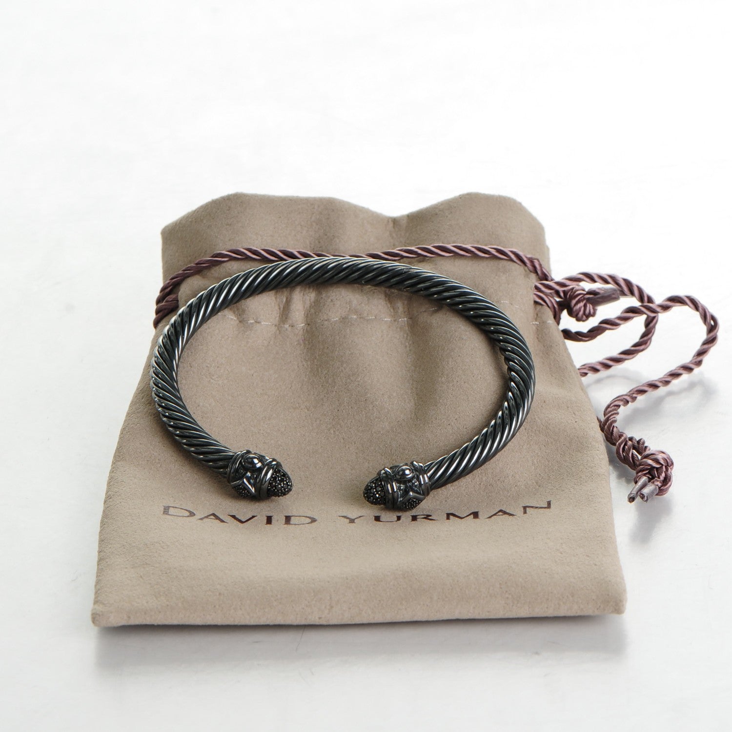 David Yurman Darkened Sterling Silver Black Diamond 5mm Renaissance Bracelet 5 of 5