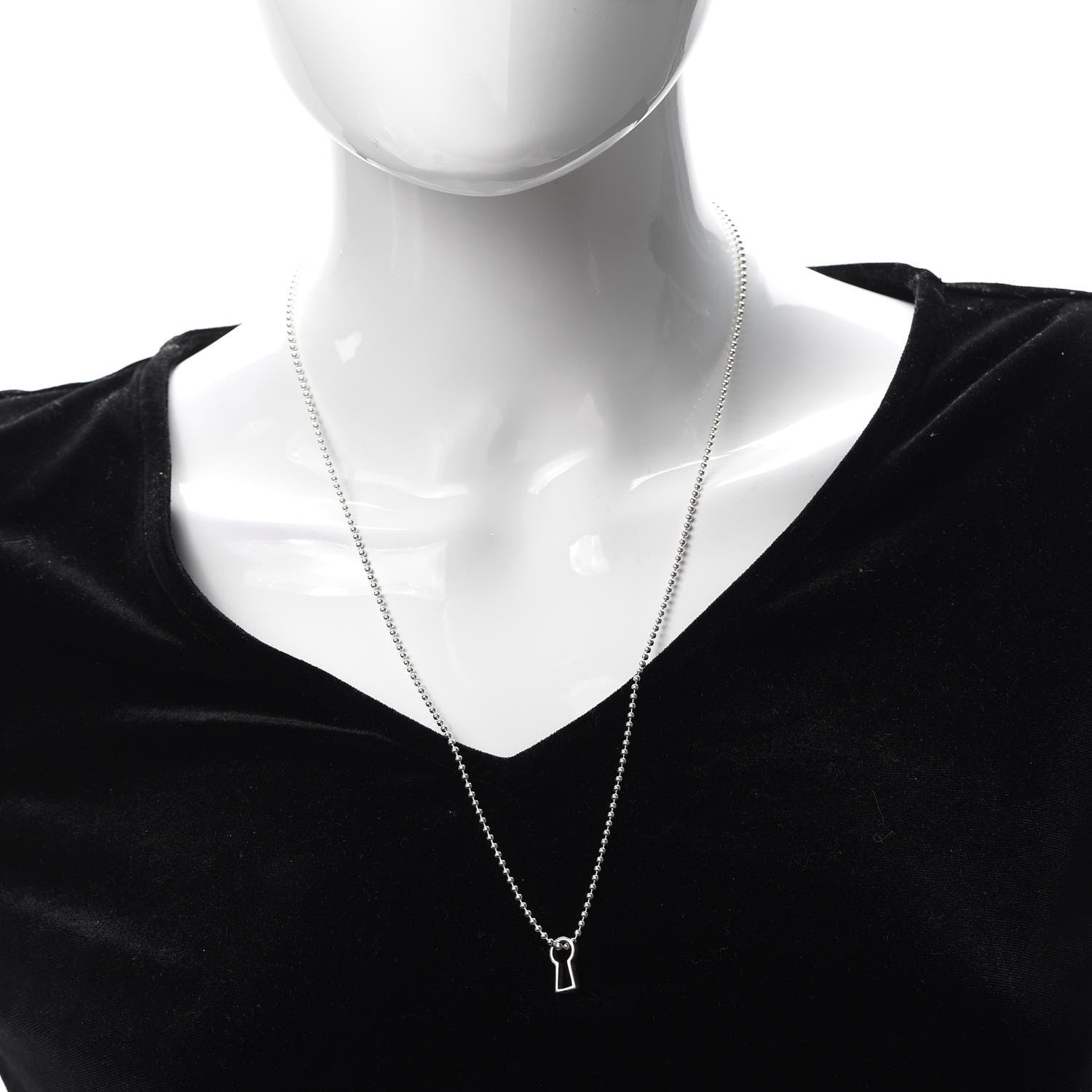 Tiffany Sterling Silver Makers Keyhole Pendant Necklace 2 of 6