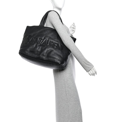 Saint Laurent Lambskin Wide Puffer Tote Black 2 of 10