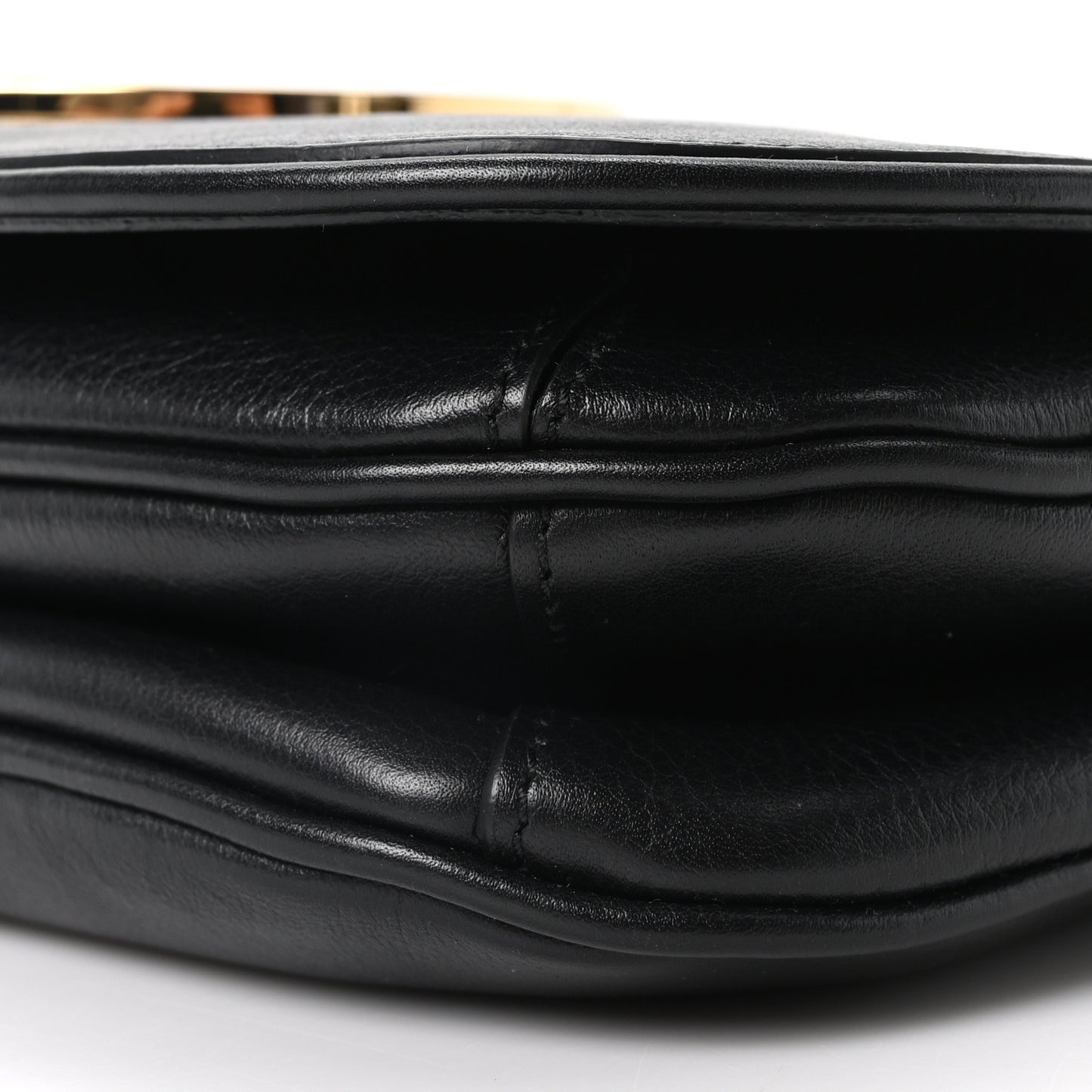 Roxy Calfskin Web Medium Blondie Shoulder Flap Bag Black