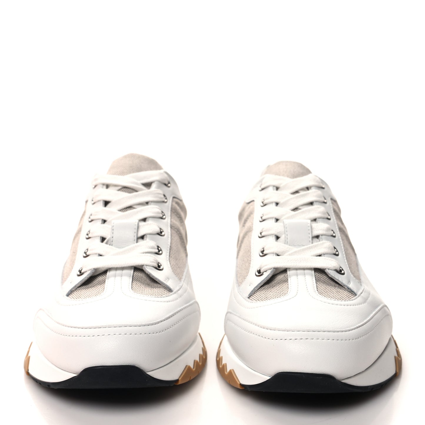 Canvas Calfskin Mens Trail Sneakers 42 Prunoir White