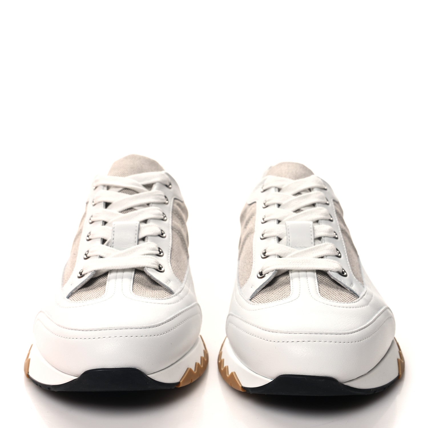 Hermes Canvas Calfskin Mens Trail Sneakers 42 Prunoir White 2 of 9