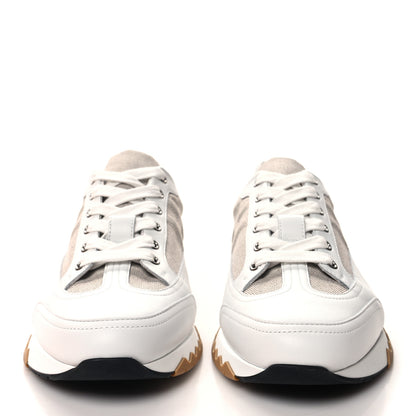 Hermes Canvas Calfskin Mens Trail Sneakers 42 Prunoir White 2 of 9