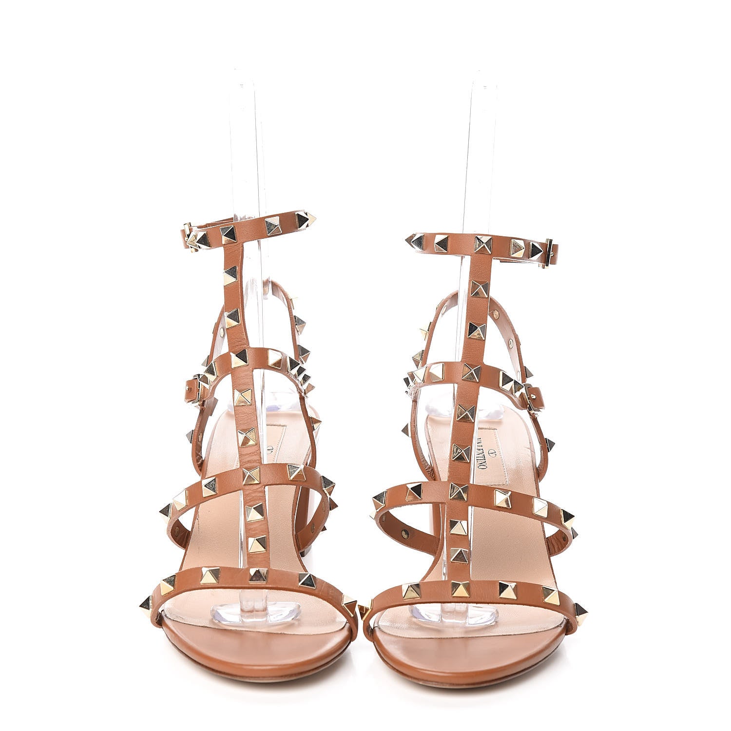 Valentino Garavani Calfskin Rockstud 60mm City Sandals 39.5 Light Cuir 2 of 7