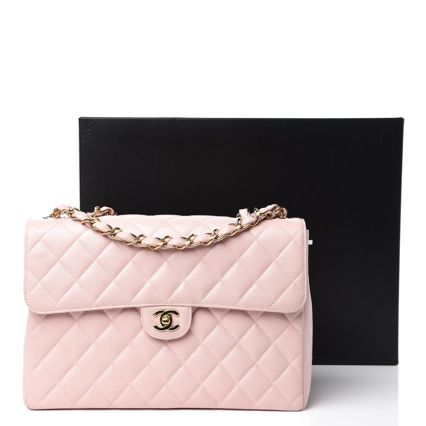 Caviar Quilted Jumbo Single Flap Light Pink