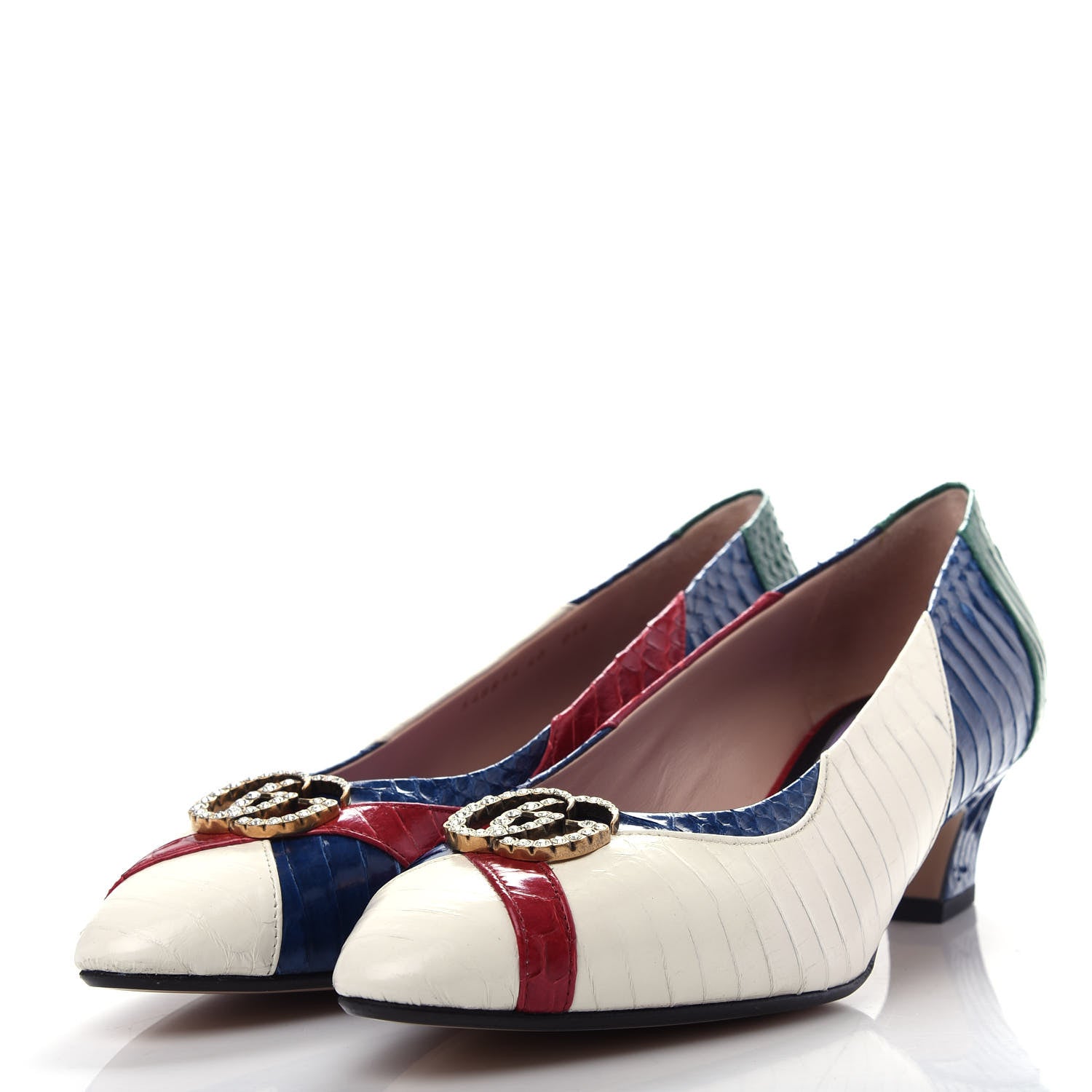 Gucci Snakeskin Crystal Double G Pumps 40 Multicolor 3 of 11