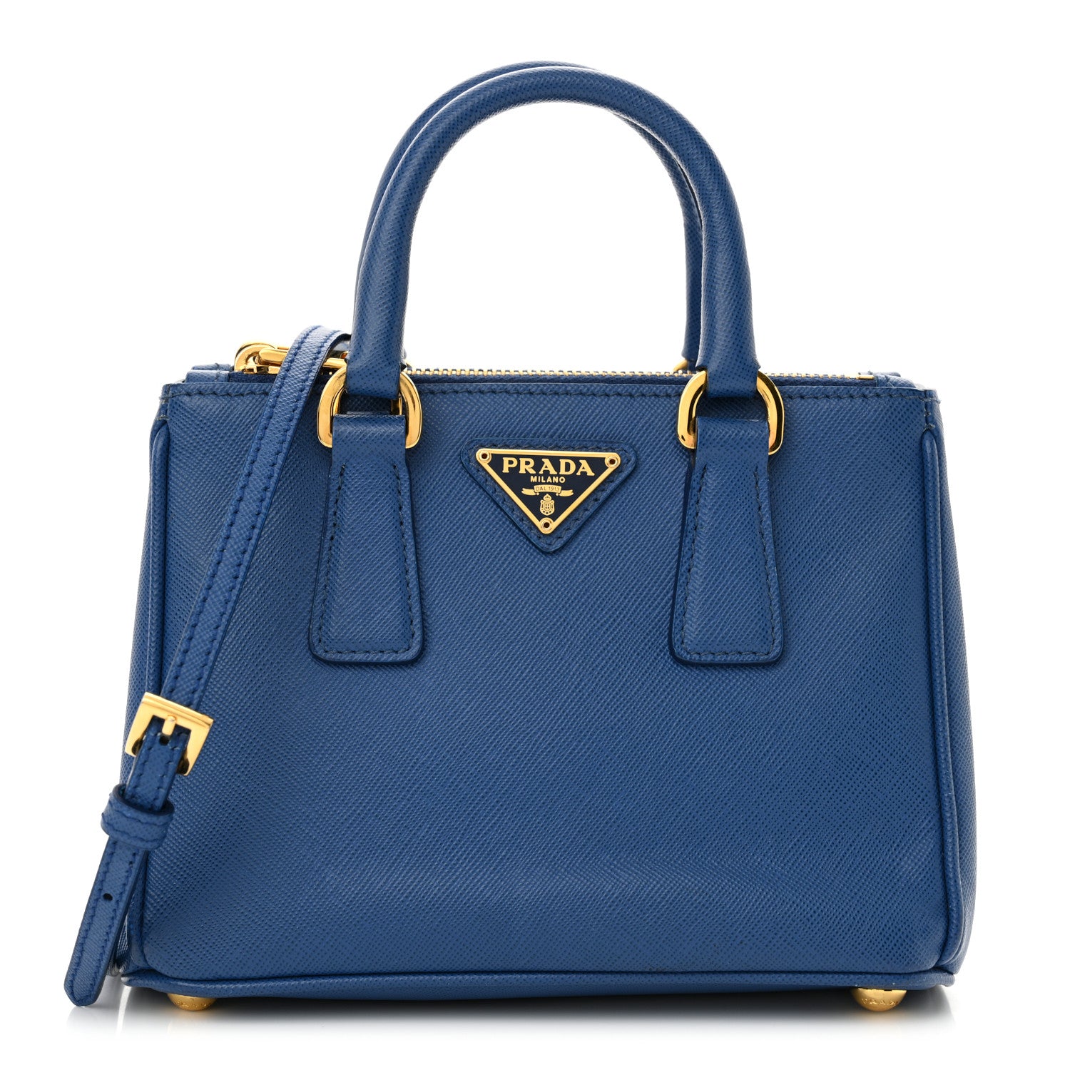 Prada Saffiano Lux Micro Galleria Double Zip Tote Azzurro 1 of 14