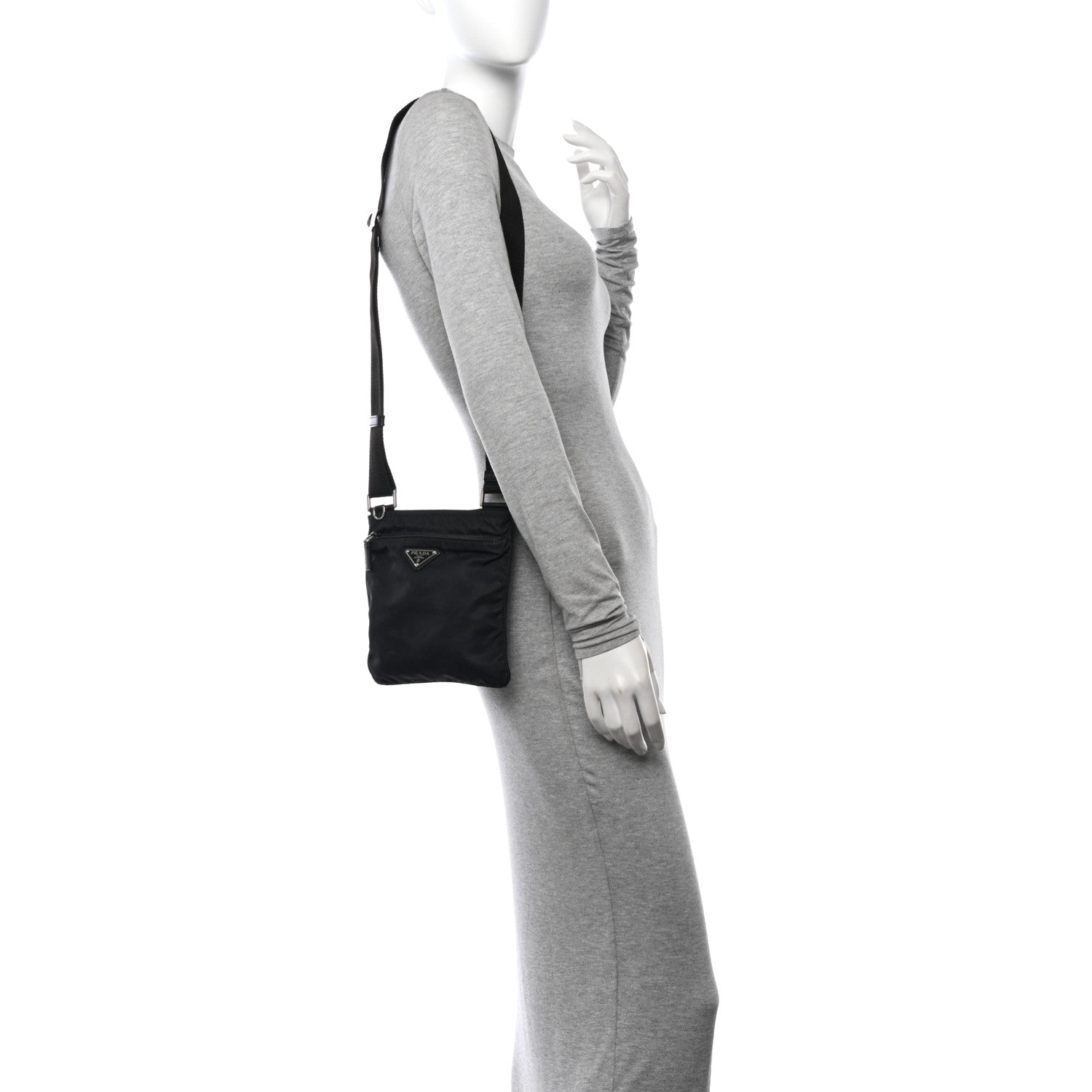 Prada Tessuto Nylon Saffiano Flat Messenger Bag Black 2 of 9