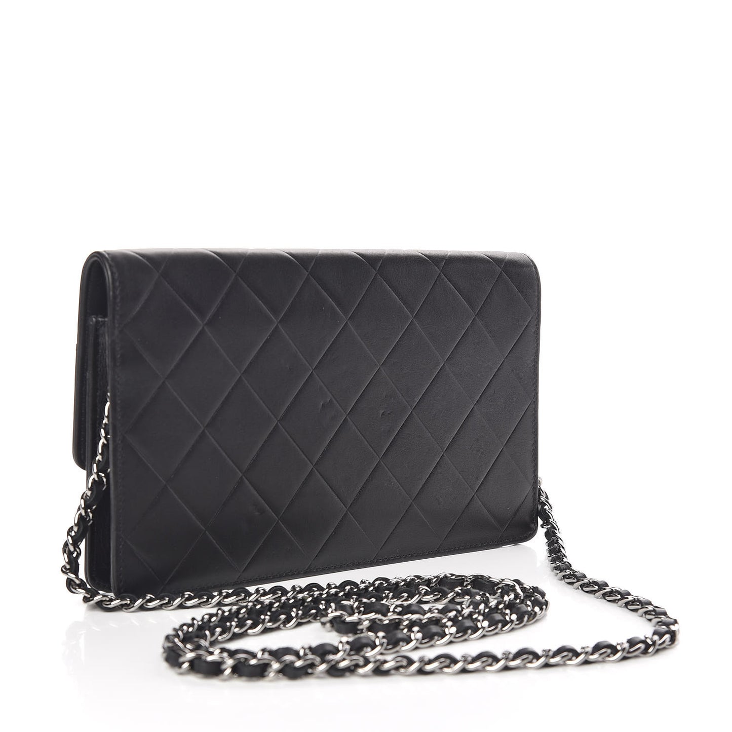Lambskin Embossed Lax Wallet On Chain WOC Black