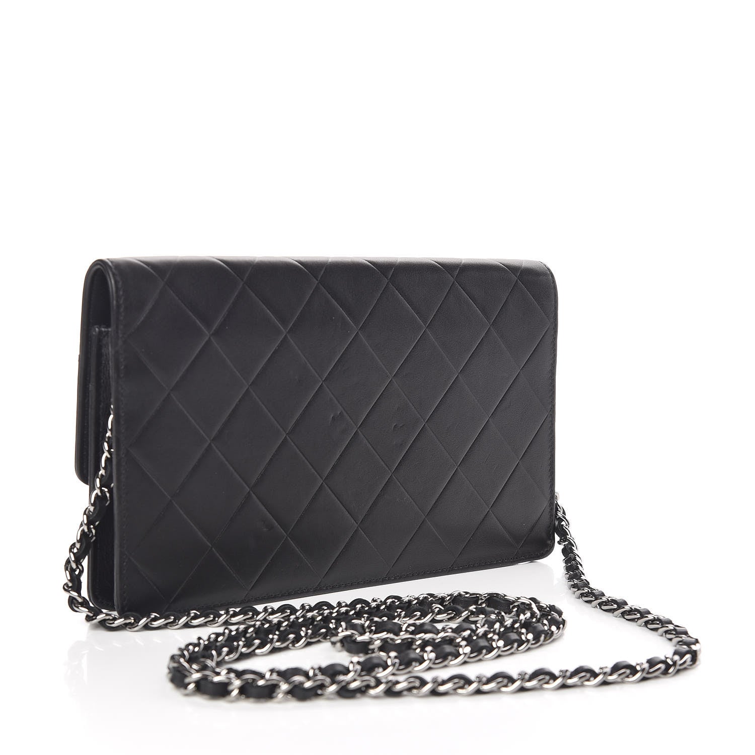 Chanel Lambskin Embossed Lax Wallet On Chain WOC Black 3 of 11