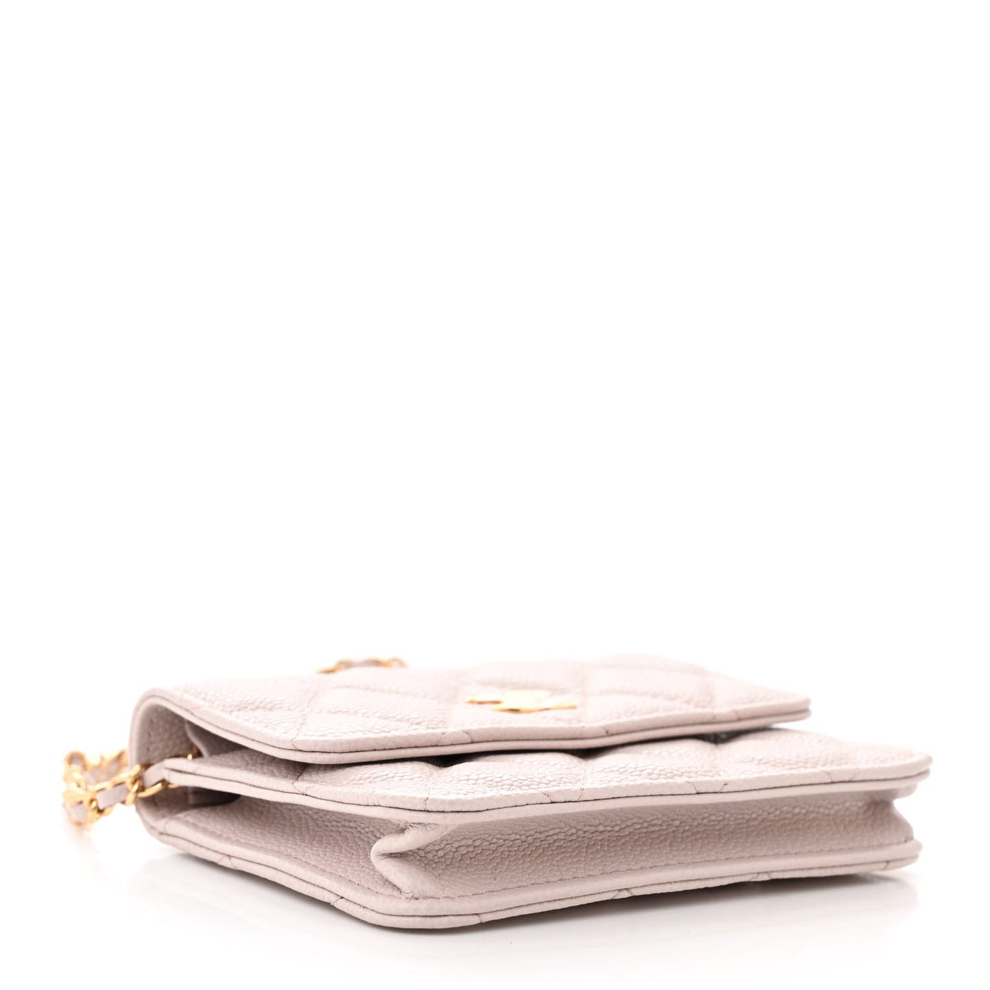 Caviar Quilted Miss Coco Clutch With Chain Grey