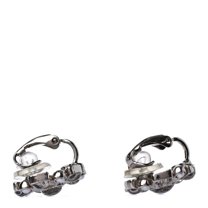 Chanel Pearl CC Round Clip On Earrings Silver Blue 3 of 4