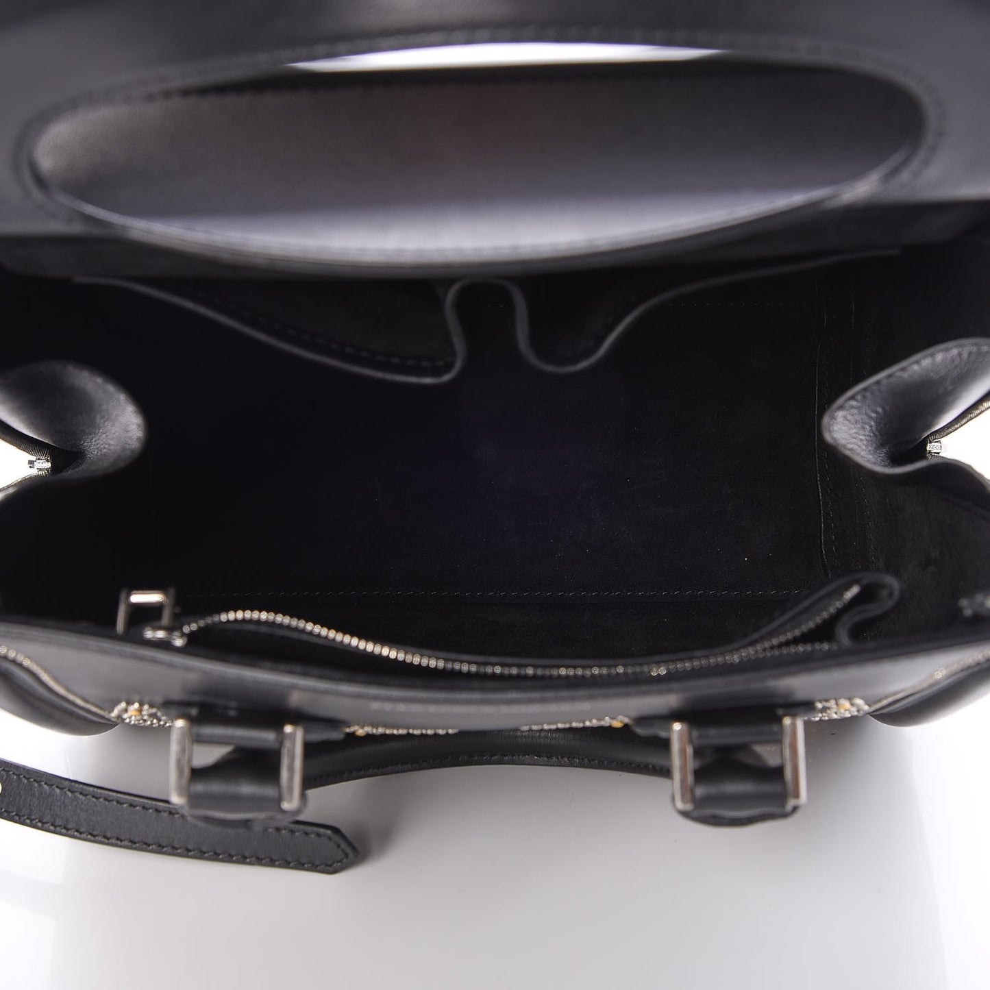 Calfskin Floral Studded Small Heroine Black