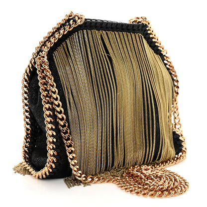 Stella McCartney Eco Suede Tiny Fringe Falabella Tote Black Gold 3 of 9