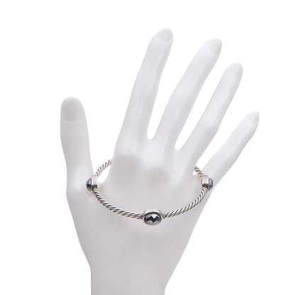 David Yurman Sterling Silver Hematine 3mm Color Classics Four Station Bangle Bracelet 2 of 4