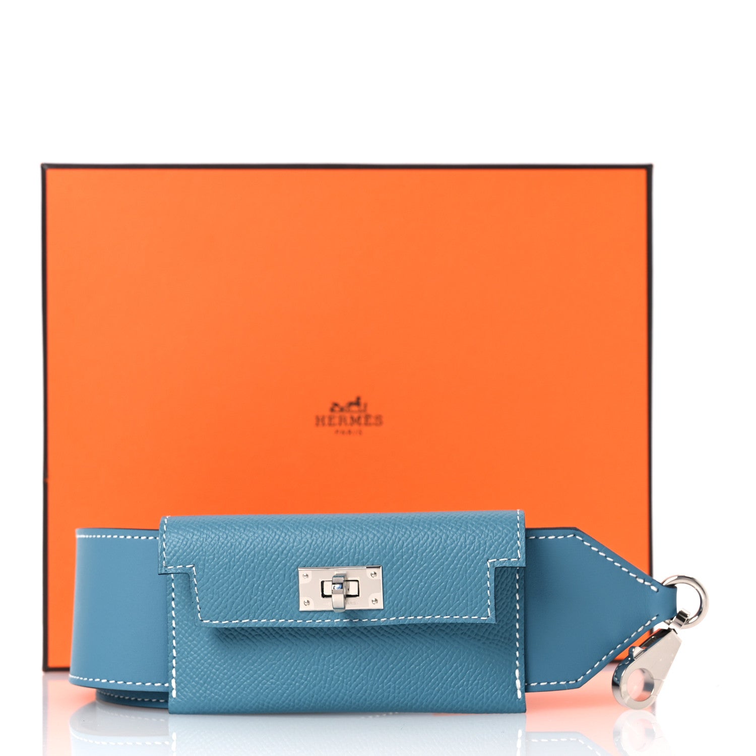 Hermes Swift Epsom Pocket Kelly Shoulder Strap New Blue Jean 8 of 8