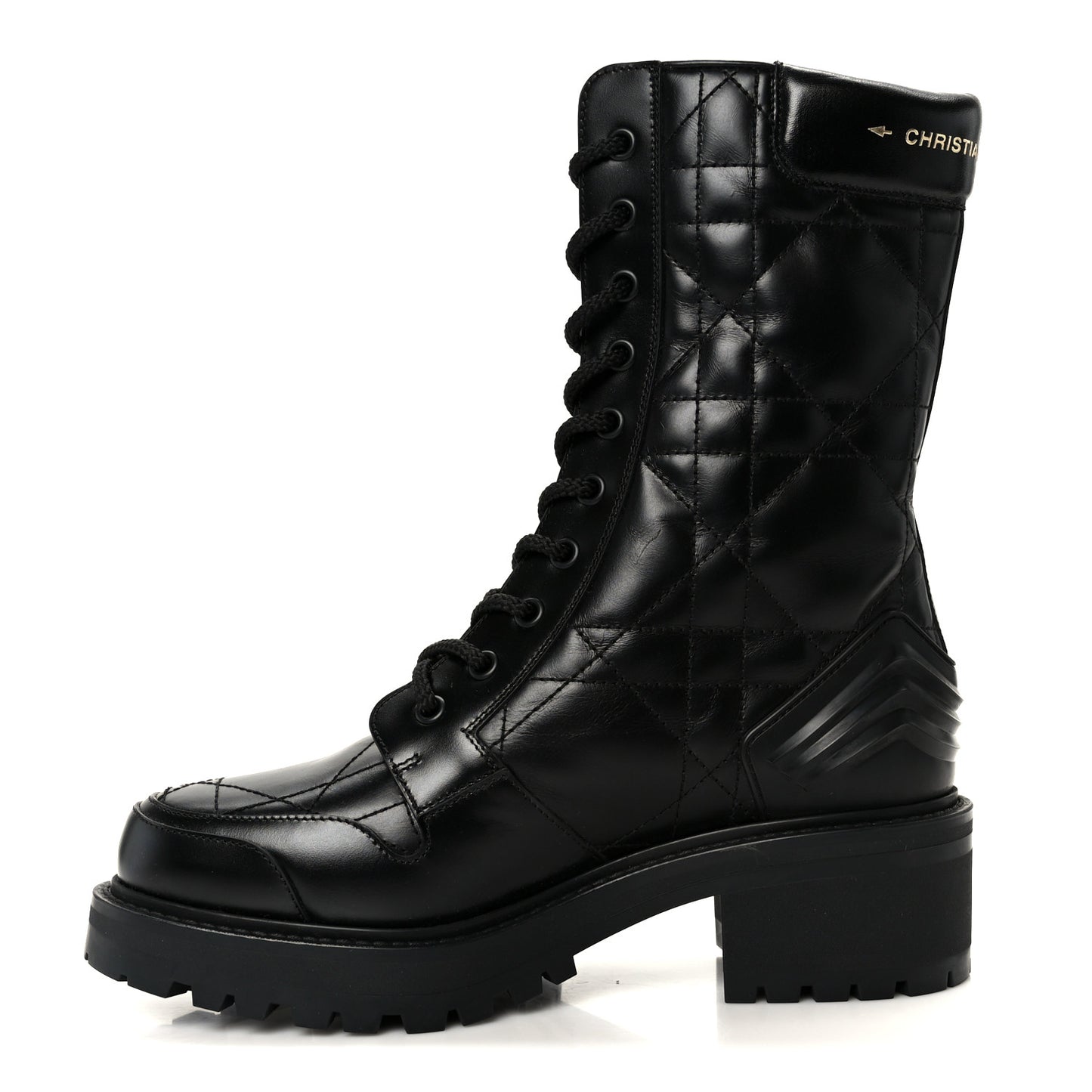 Calfskin Cannage D-Leader Ankle Boots 37.5 Black