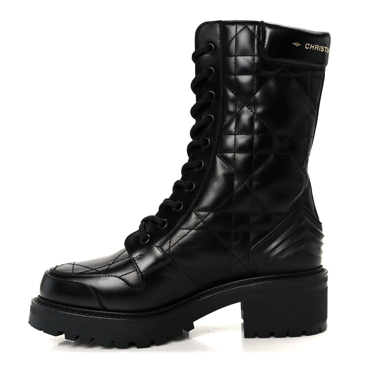Christian Dior Calfskin Cannage D-Leader Ankle Boots 37.5 Black 1 of 9