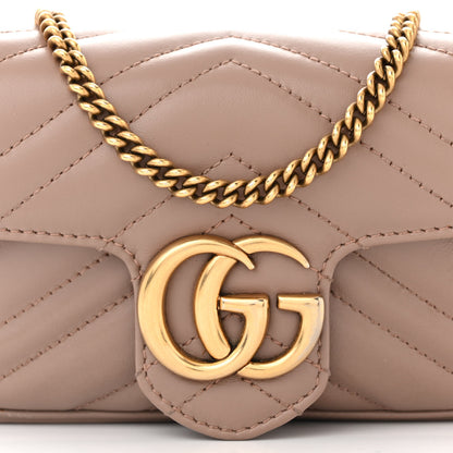 Gucci Calfskin Matelasse Super Mini GG Marmont Shoulder Bag Porcelain Rose 8 of 11