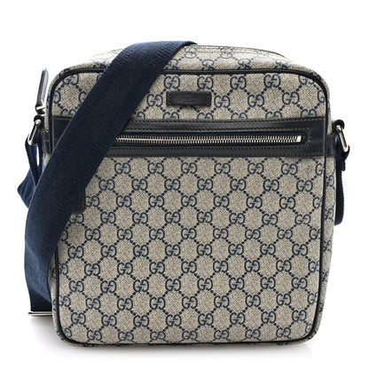 Gucci GG Plus Monogram Selleria Calfskin Medium Messenger Bag Beige Blue 1 of 9