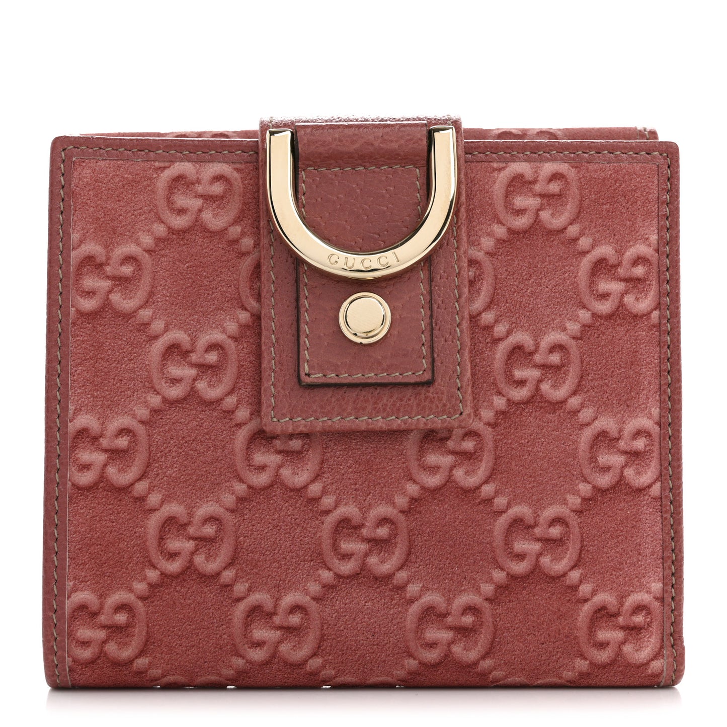 Suede Monogram Abbey Compact Wallet Pink