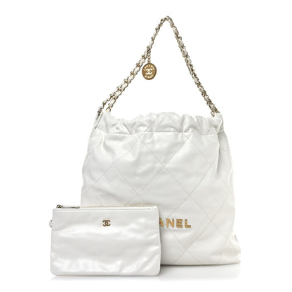 Chanel Shiny Calfskin Quilted Chanel 22 White 3 of 12