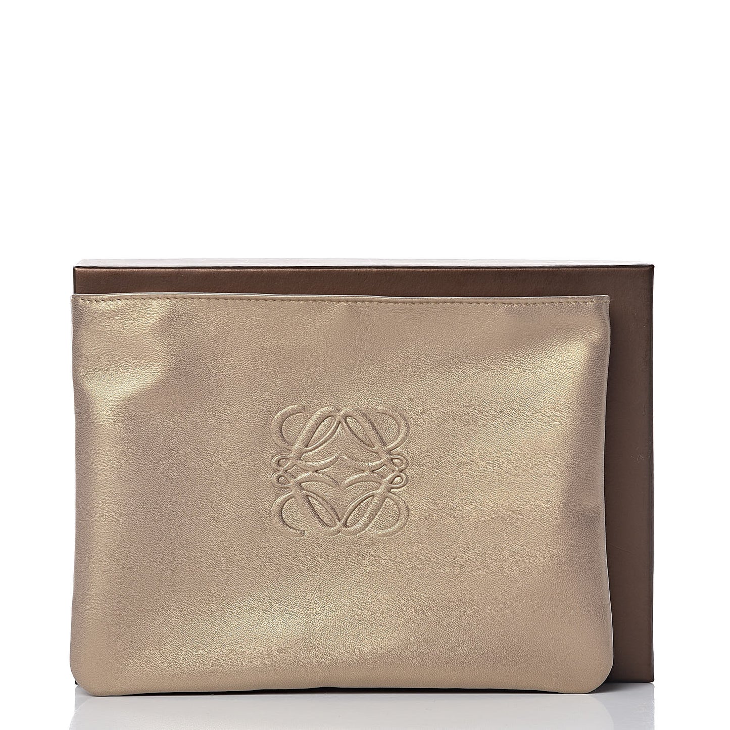 Metallic Lambskin Cosmetic Pouch Gold