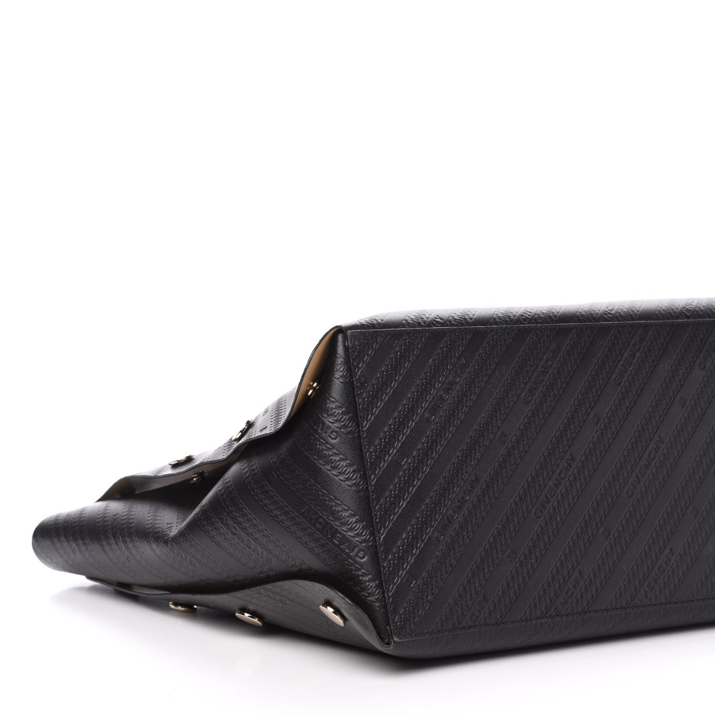 Calfskin Chain Embossed Medium Bond Shopper Tote Black