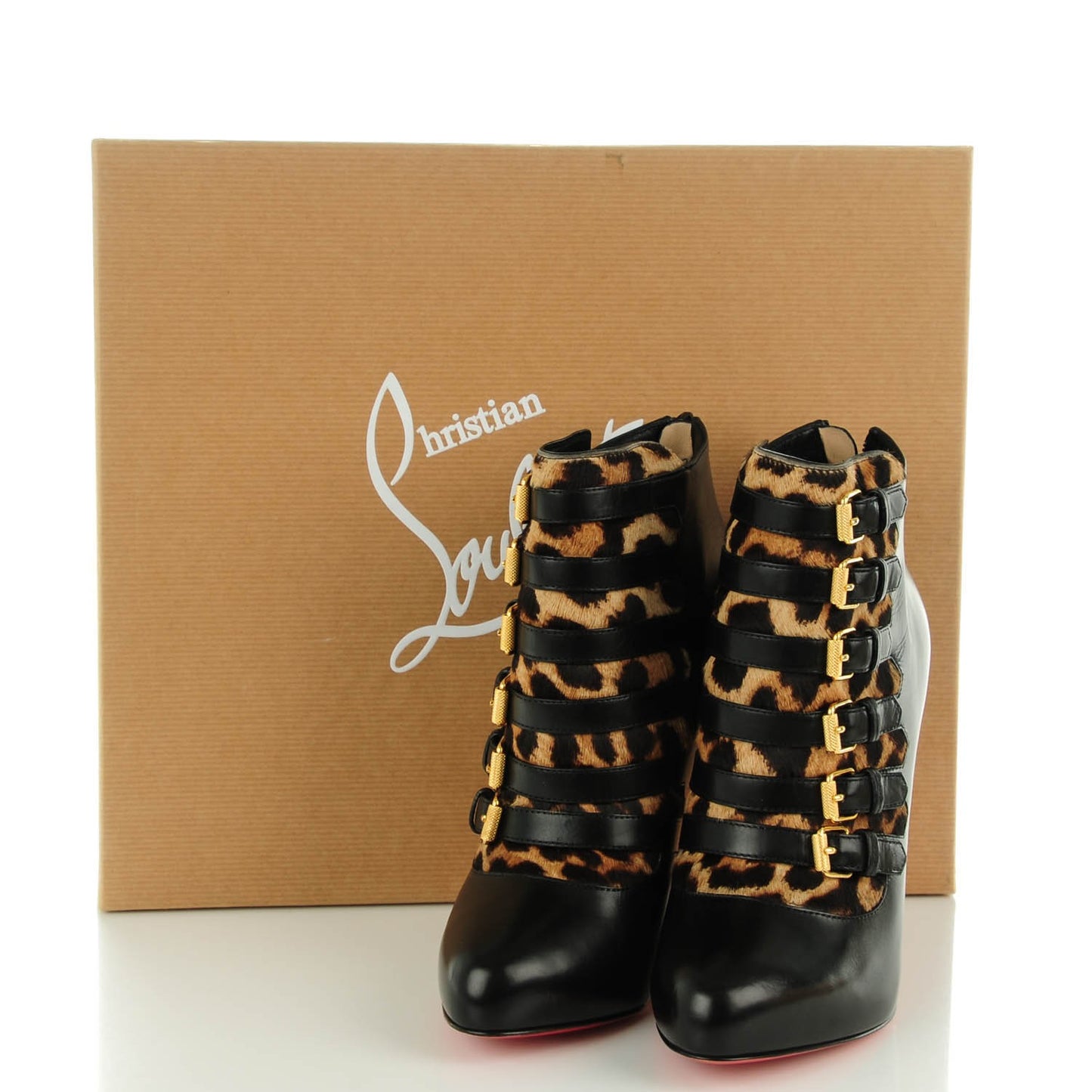 Calfskin Pony Hair Leopard Attroupa 120 Booties 36.5