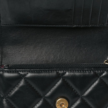 Chanel Lambskin Enamel Quilted Pending CC Clutch With Chain Black 11 of 13