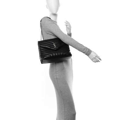 Saint Laurent Calfskin Y Quilted Monogram Medium Loulou Chain Satchel Black 2 of 11