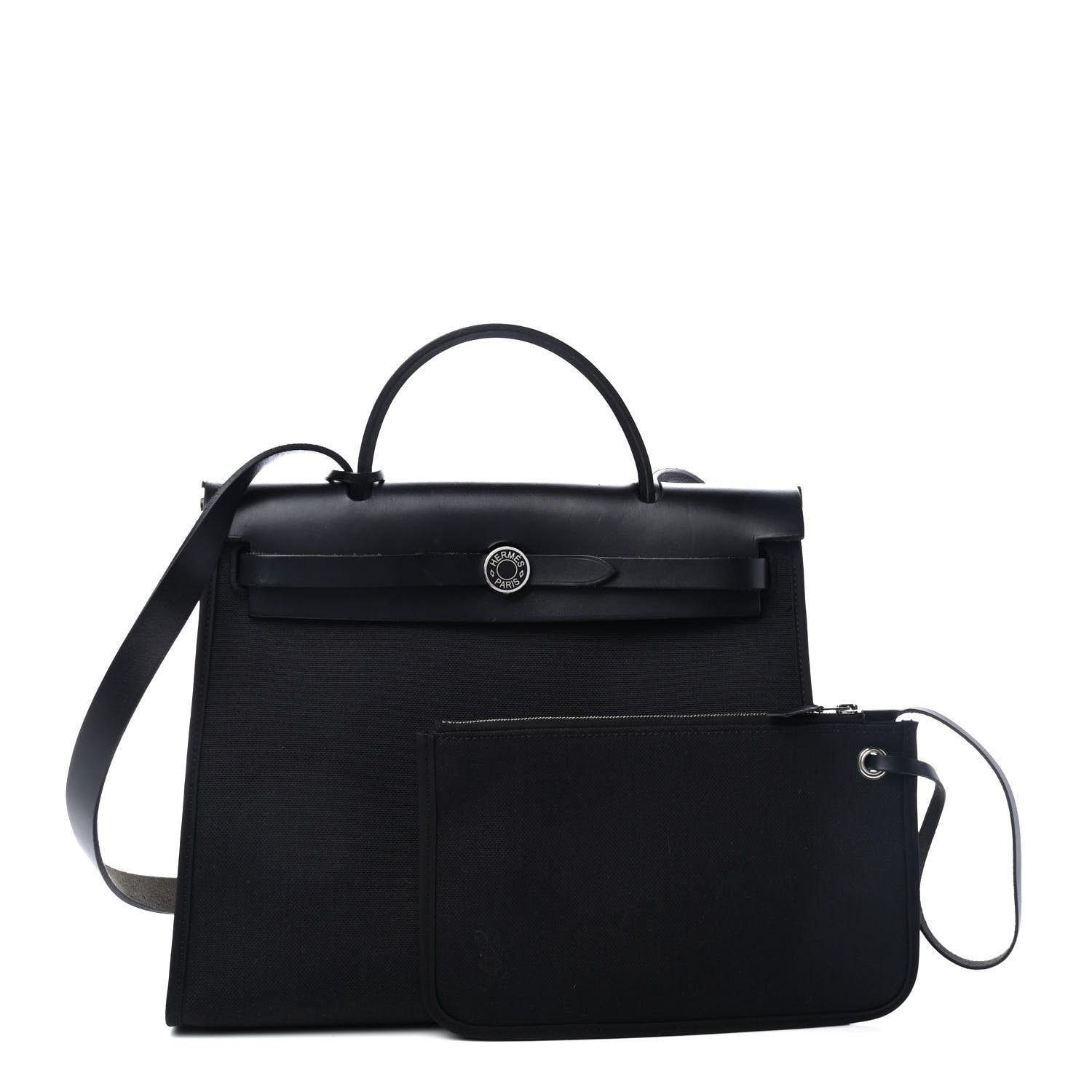 Hermes Military Toile Vache Hunter Herbag Zip PM 31 Black 1 of 4