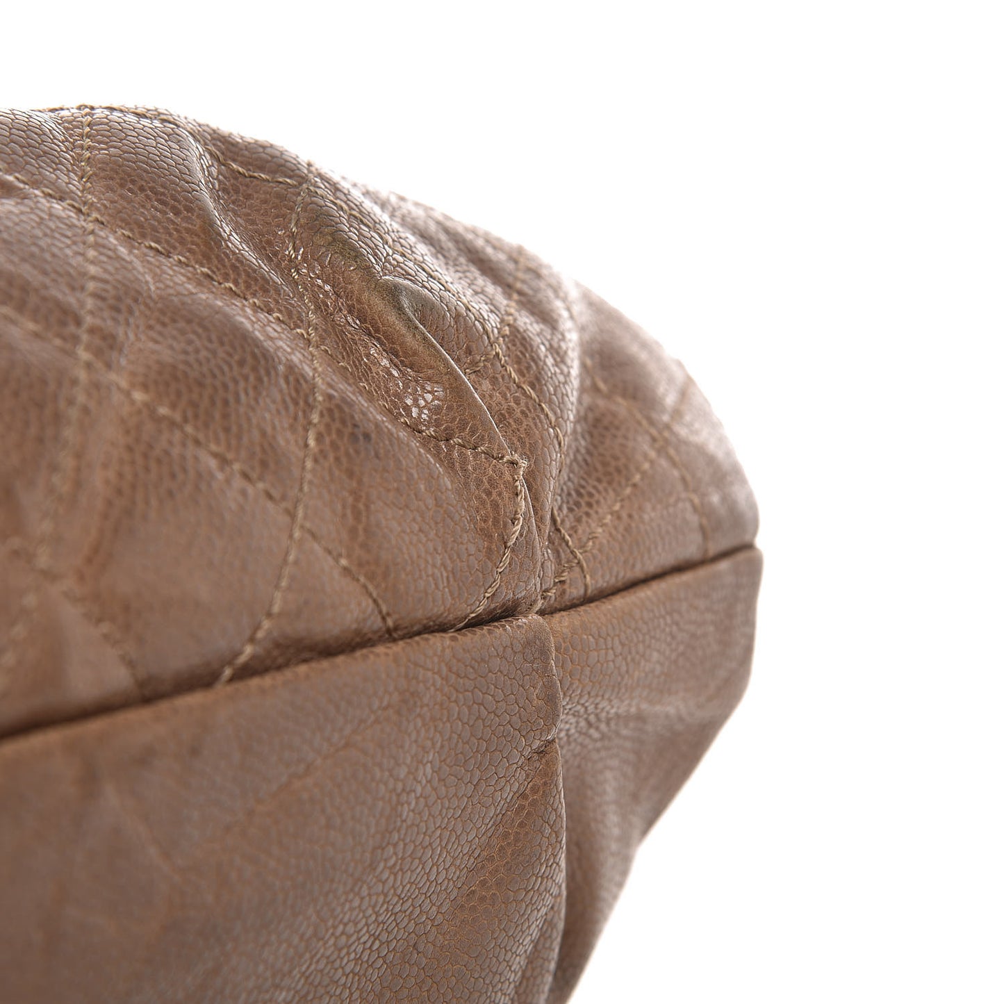 Grained Calfskin Quilted Maxi Elastic Flap Taupe