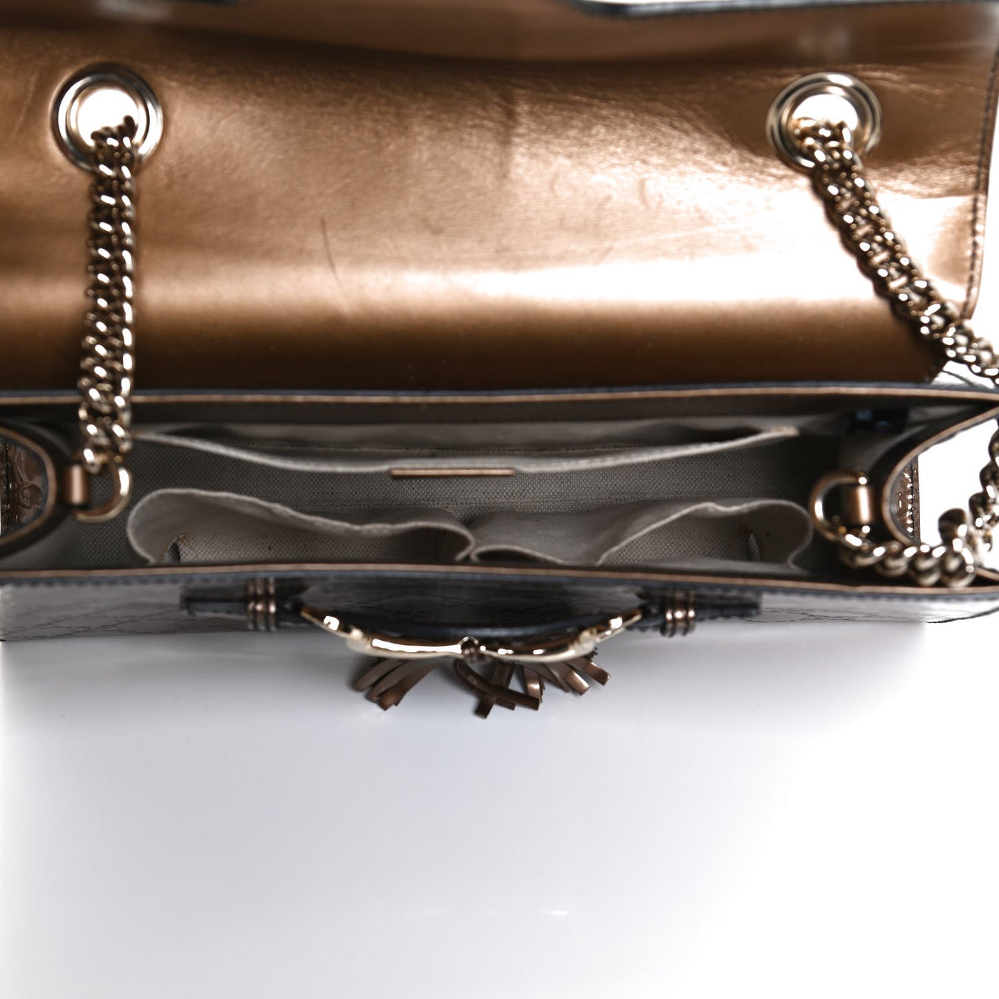 Shine Guccissima Medium Emily Chain Shoulder Bag Acero