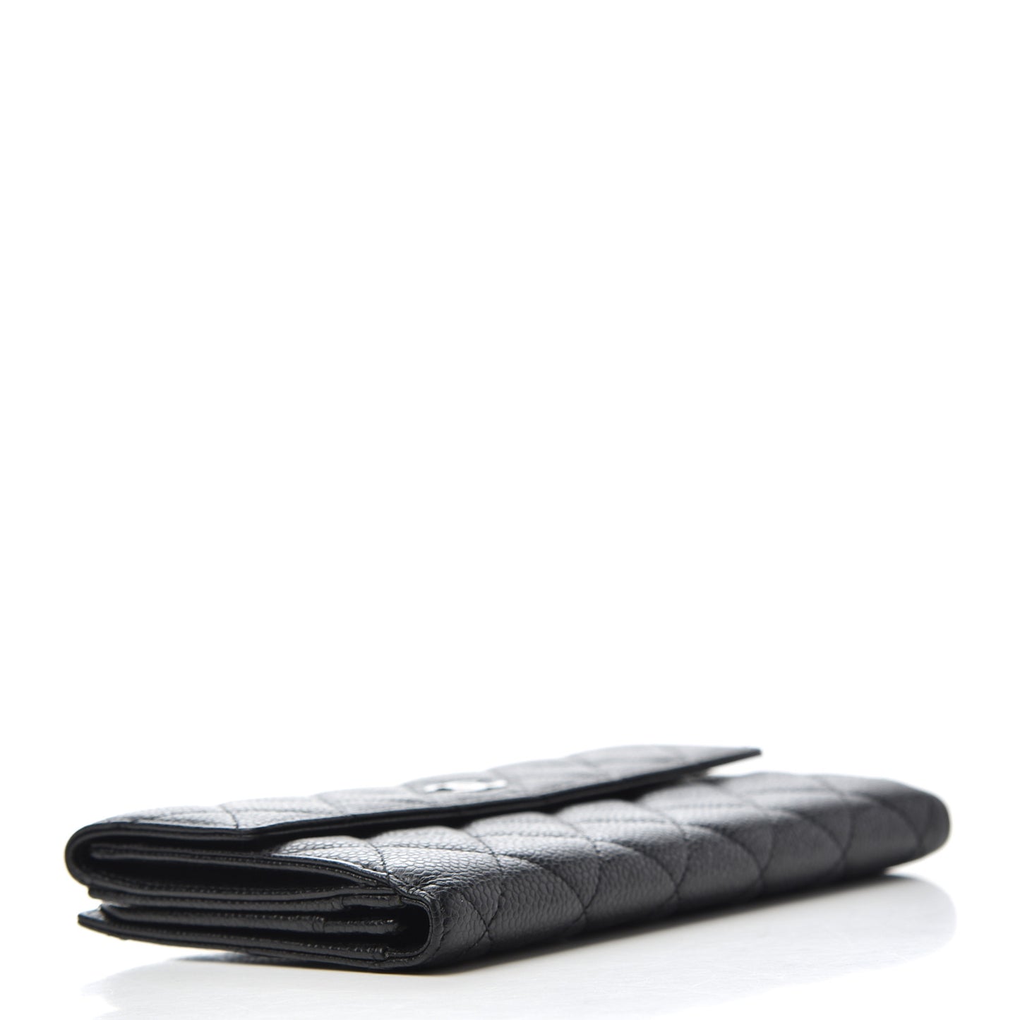 Caviar Quilted CC Long Double Wallet Black