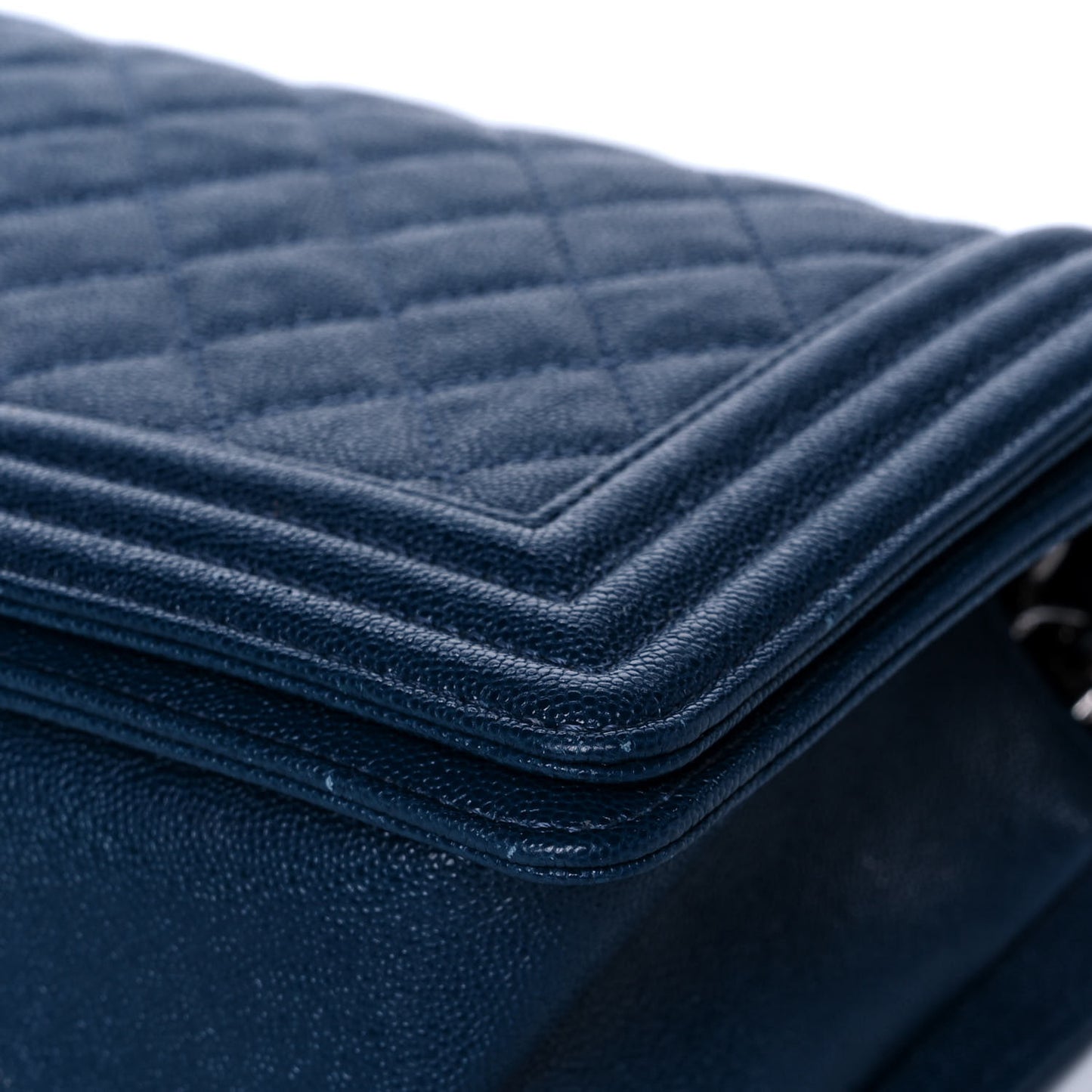 Caviar Quilted Medium Boy Flap Dark Blue