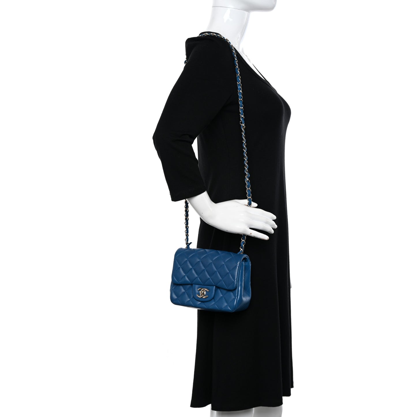 Lambskin Quilted Mini Square Flap Blue