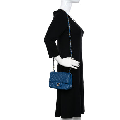 Chanel Lambskin Quilted Mini Square Flap Blue 2 of 13