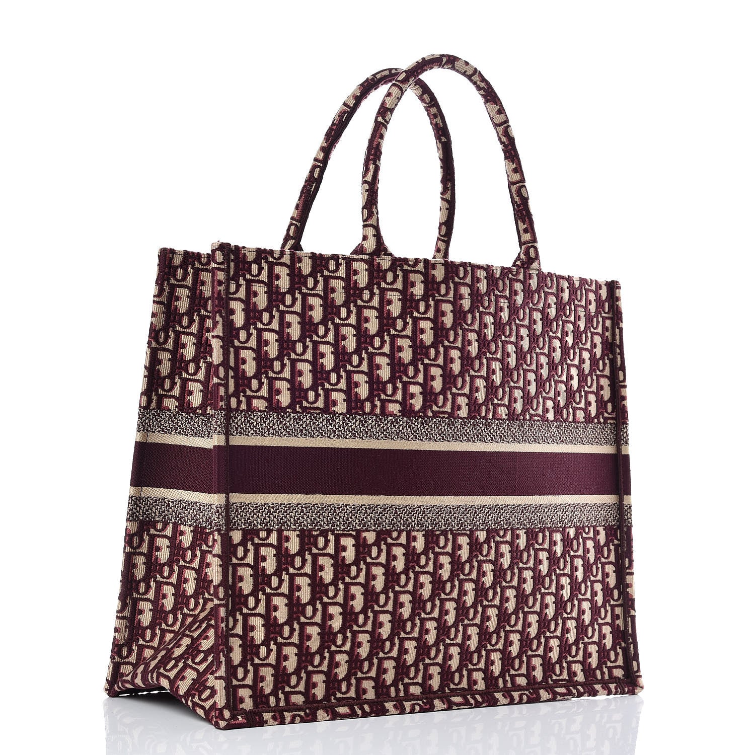 Christian Dior Oblique Large Book Tote Burgundy Multicolor 3 of 10